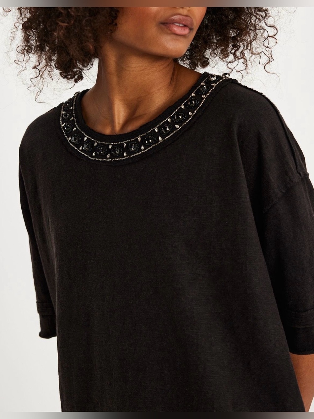 Free People We The Free You’re A Gem Beaded Top NWOT Oversized Small